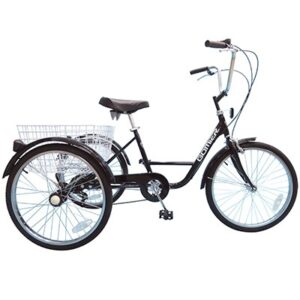 P2R (Vélo) P2R felnőtt tricikli 24" fekete, 5 sebességes, kosárral, max. terhelhetőség 100 kg, tengelytáv 0,80 m, NF30020 minősítéssel