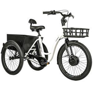 LEADER FOX CITY LEADER FOX 24" LOVELO 2025 mixte elektromos háromkerekű, fehér, 3 sebességes Shimano Nexus, Bafang első kerék motor 36V 45Nm, 17,4Ah a